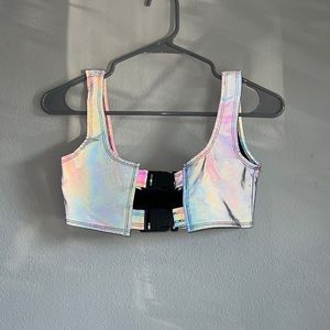 Reflective buckle crop top